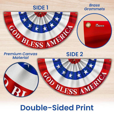 Flagwix American Flag - Happy 4th Of july God Bless America Non-pleated Fan Flag