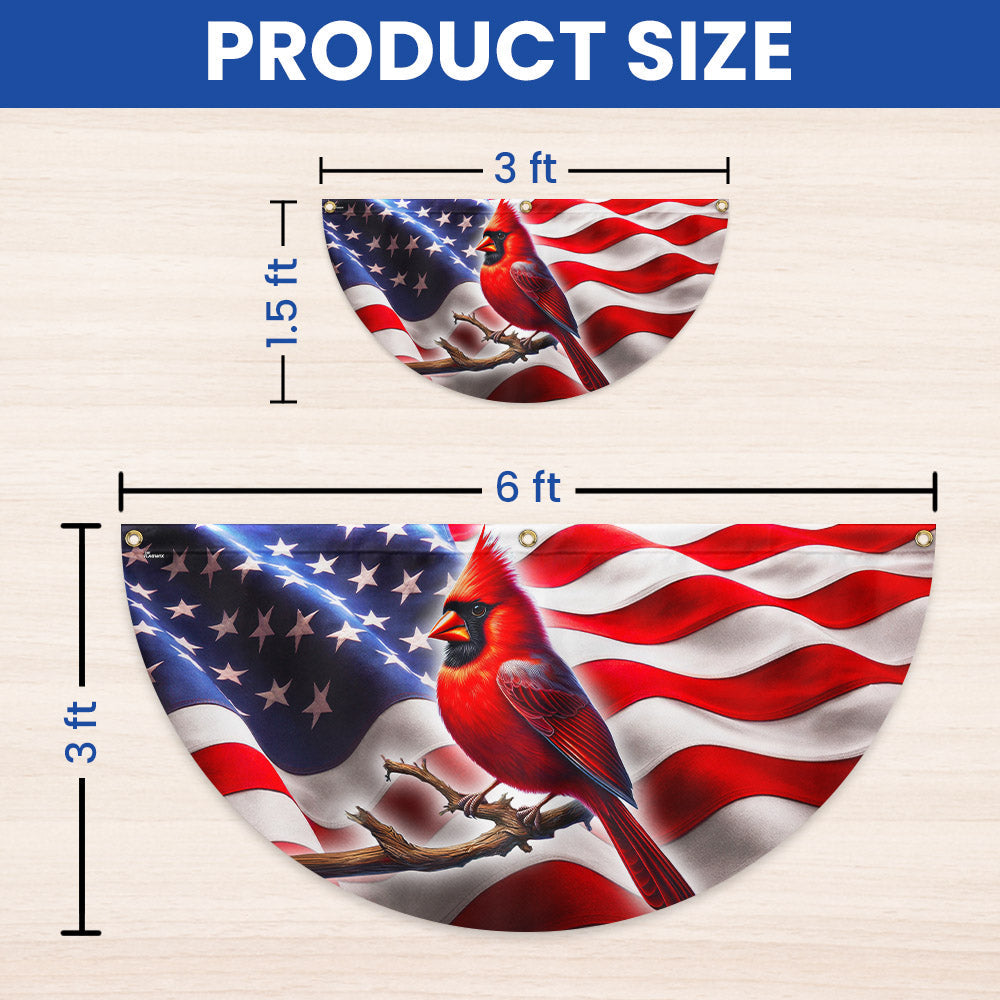 Patriotic Cardinal American Non-Pleated Fan Flag