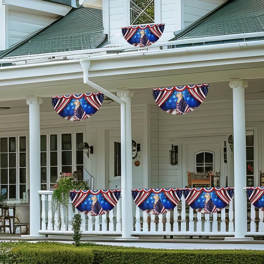 Flagwix American Flag - Patriotic Dog Yellow Labrador Retriever American Non-Pleated Fan Flag Wrapped in Glory TPT1634FLv1
