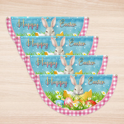 Happy Easter Rabbit Bunny Egg Non-Pleated Fan Flag