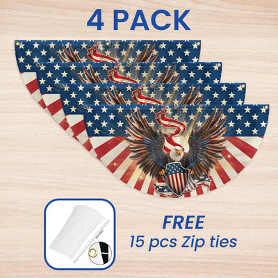 Flagwix American Flag - Patriotic Eagle American Non-Pleated Fan Flag Bunting