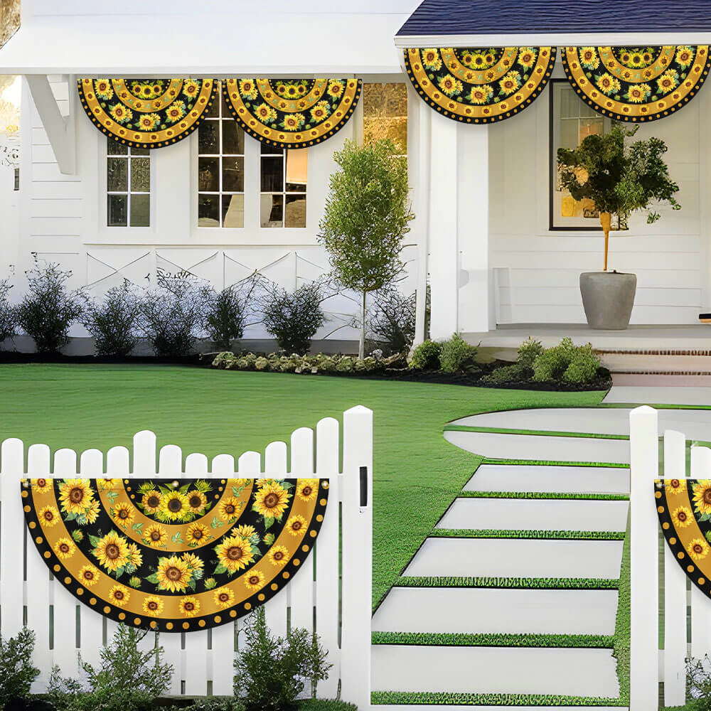 Sunflower Hippie Welcome Non-Pleated Fan Flag