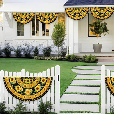 Sunflower Hippie Welcome Non-Pleated Fan Flag