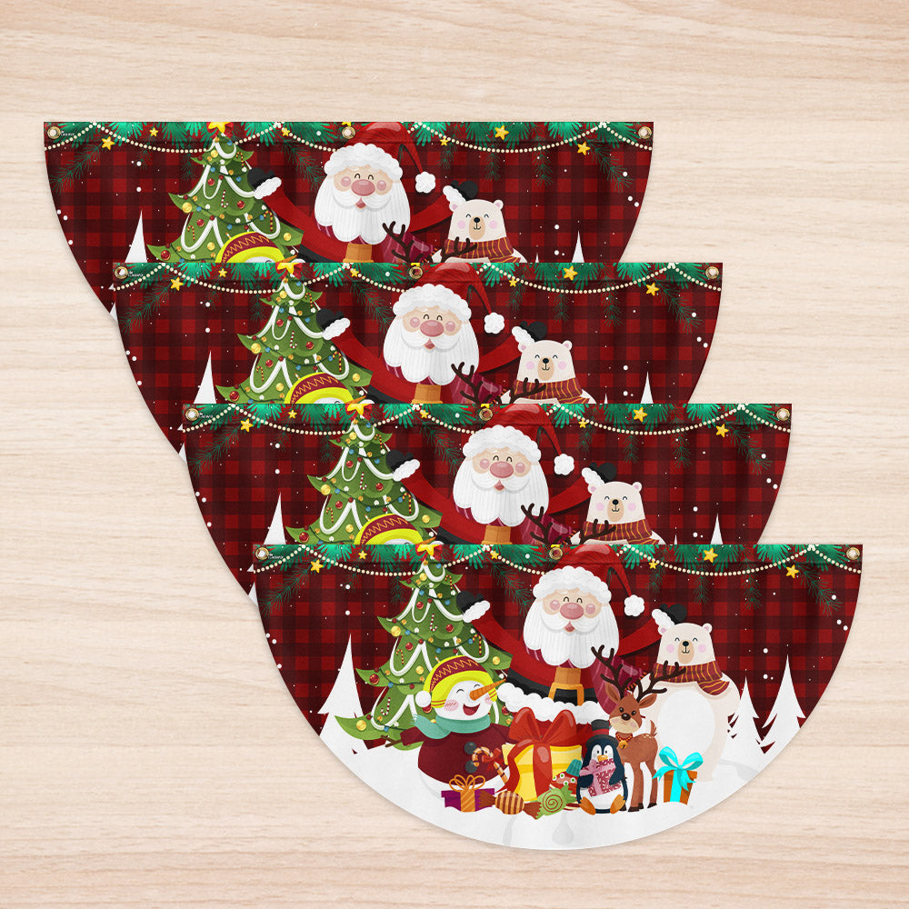 Merry Christmas Santa Claus Snowman And Reindeer Non-Pleated Fan Flag