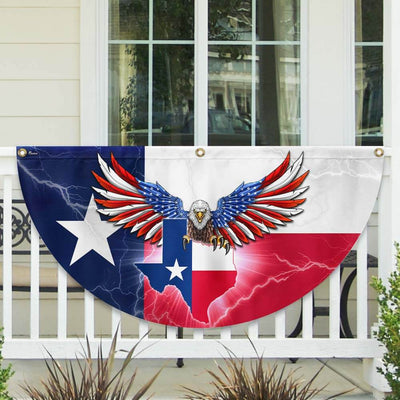 Texas Patriotic American Eagle Non-Pleated Fan Flag