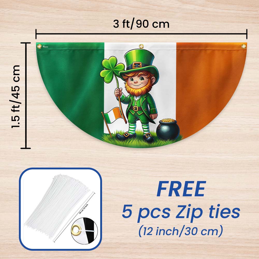 Saint Patrick’s Day Leprechaun Non-Pleated Fan Flag