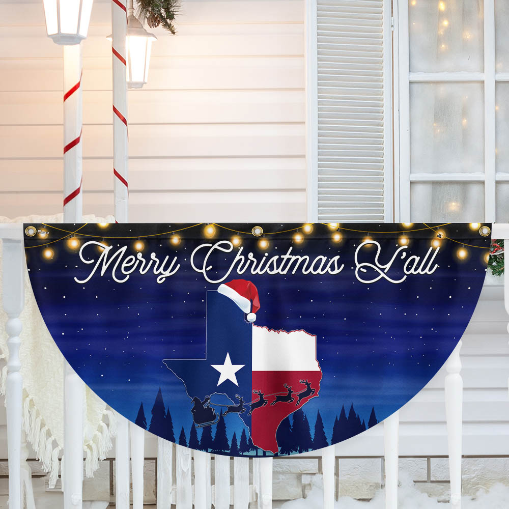 Texas Merry Christmas Y'all Non-Pleated Fan Flag