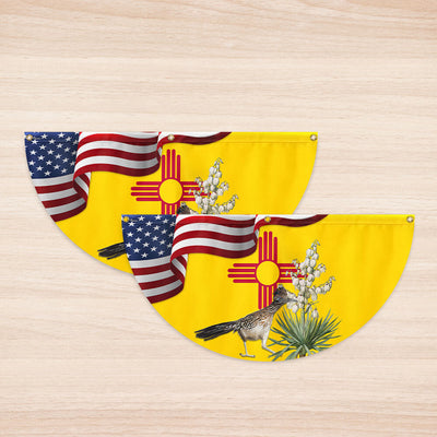 New Mexico State Roadrunner Bird and Yucca Flower Non-Pleated Fan Flag 3-Day Shipping