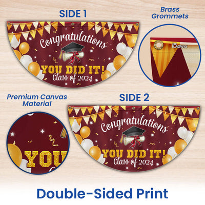 Congratulations You Did It, Happy Graduation Non-Pleated Fan Flag