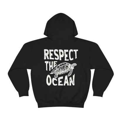 Respect the Ocean Hoodie – Carolina Blue Surf Turtle - Image 4