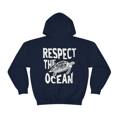 Respect the Ocean Hoodie – Carolina Blue Surf Turtle - Image 6