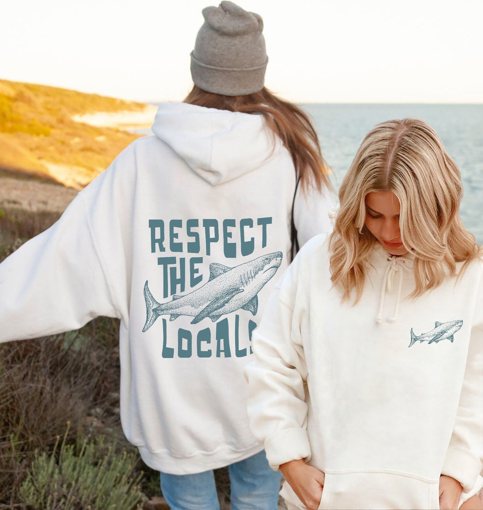 Respect Local Shark Hoodie – Surf & Beach Aesthetic - Image 2