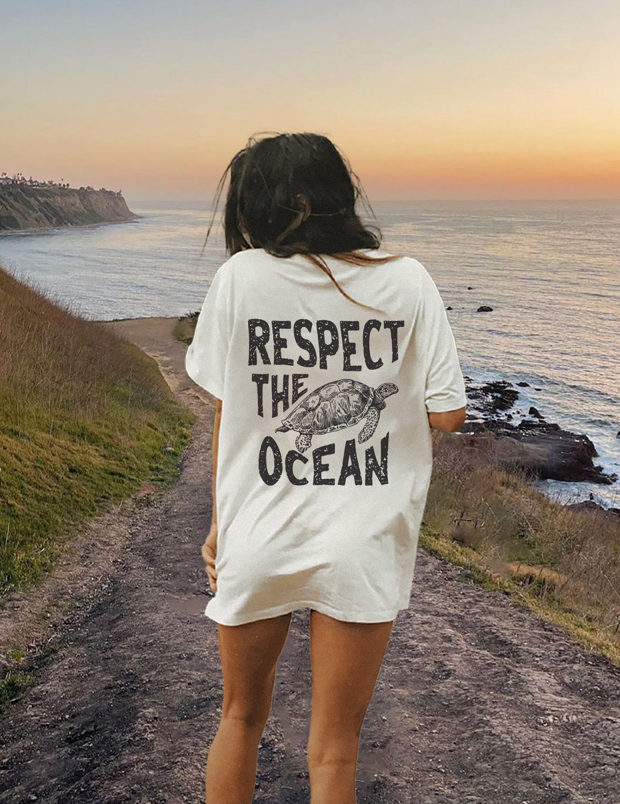 Respect the Ocean Graphic Tee – Unisex Beach & Surf Shirt - Image 2