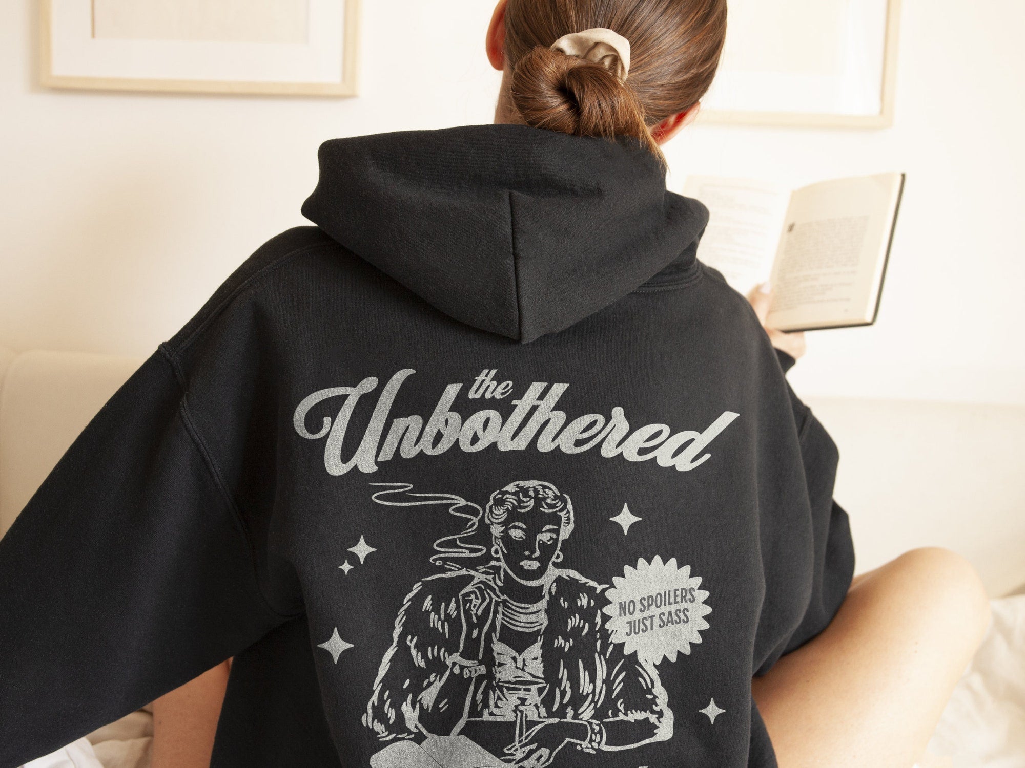 Unbothered Book Club Hoodie – Retro Bookish Antisocial Read - Image 2