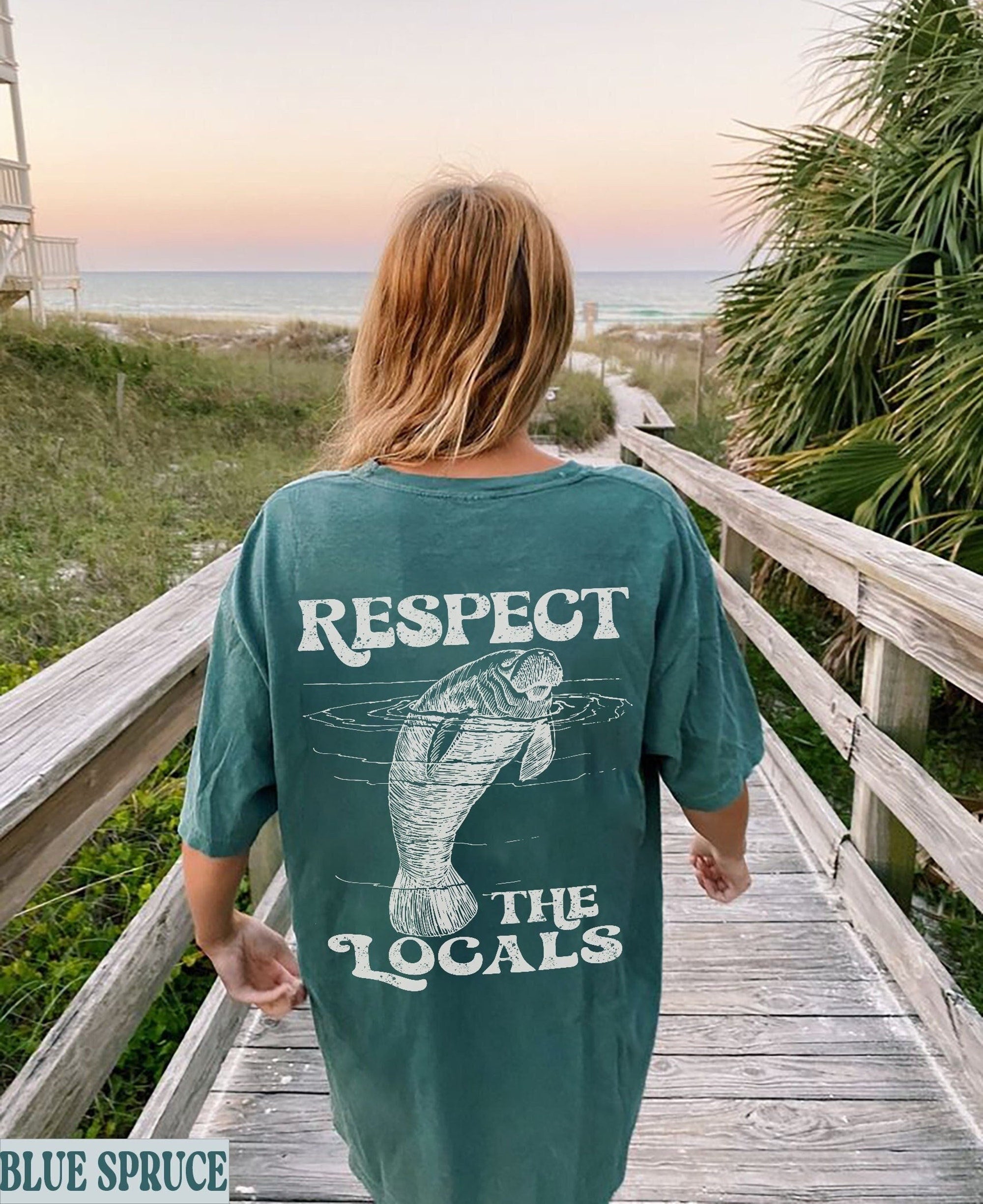 Respect the Locals Manatee Comfort Colors Ocean T-Shirt