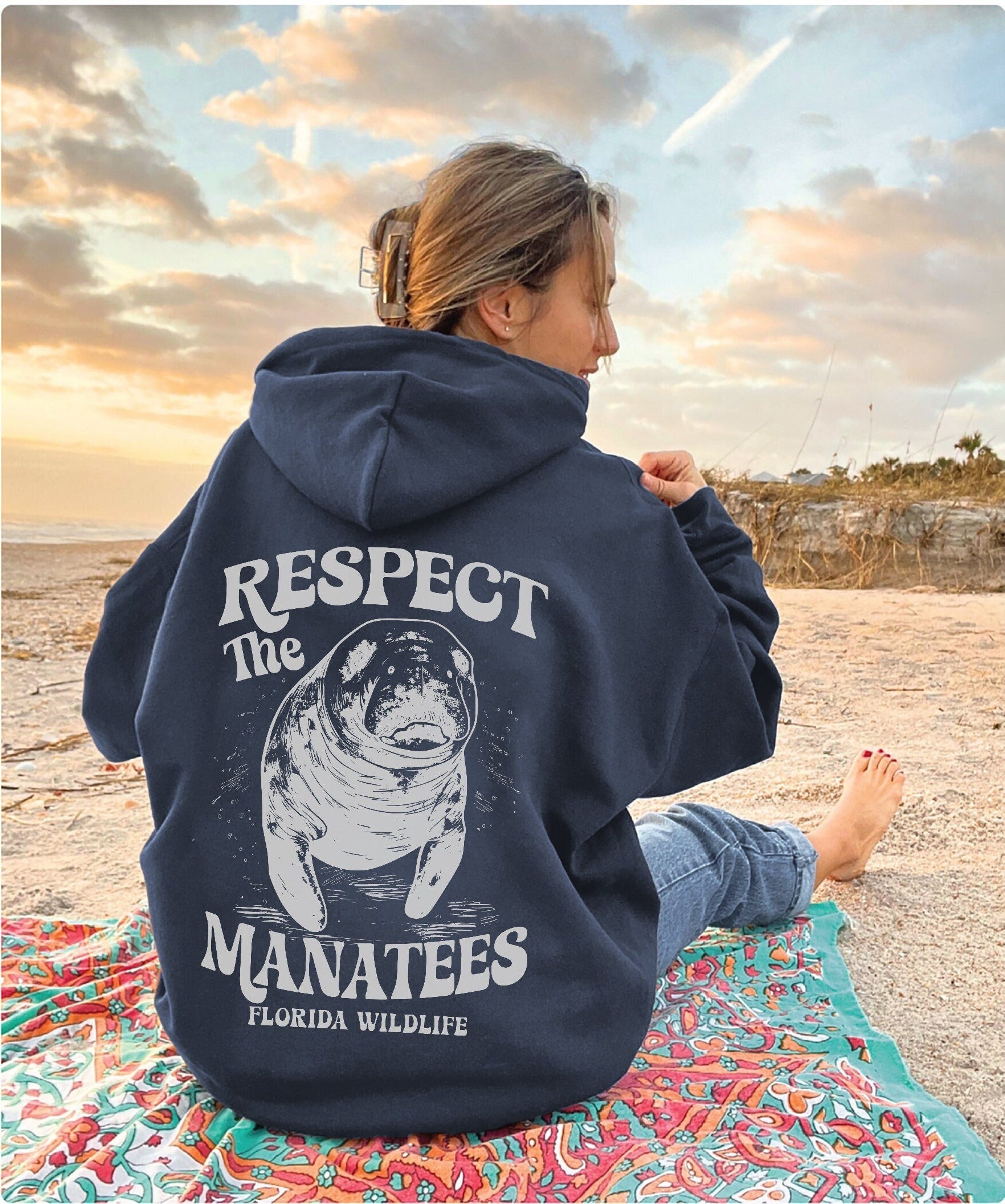 Save the Manatees Hoodie – Cozy Florida Ocean Lover Sweatshirt