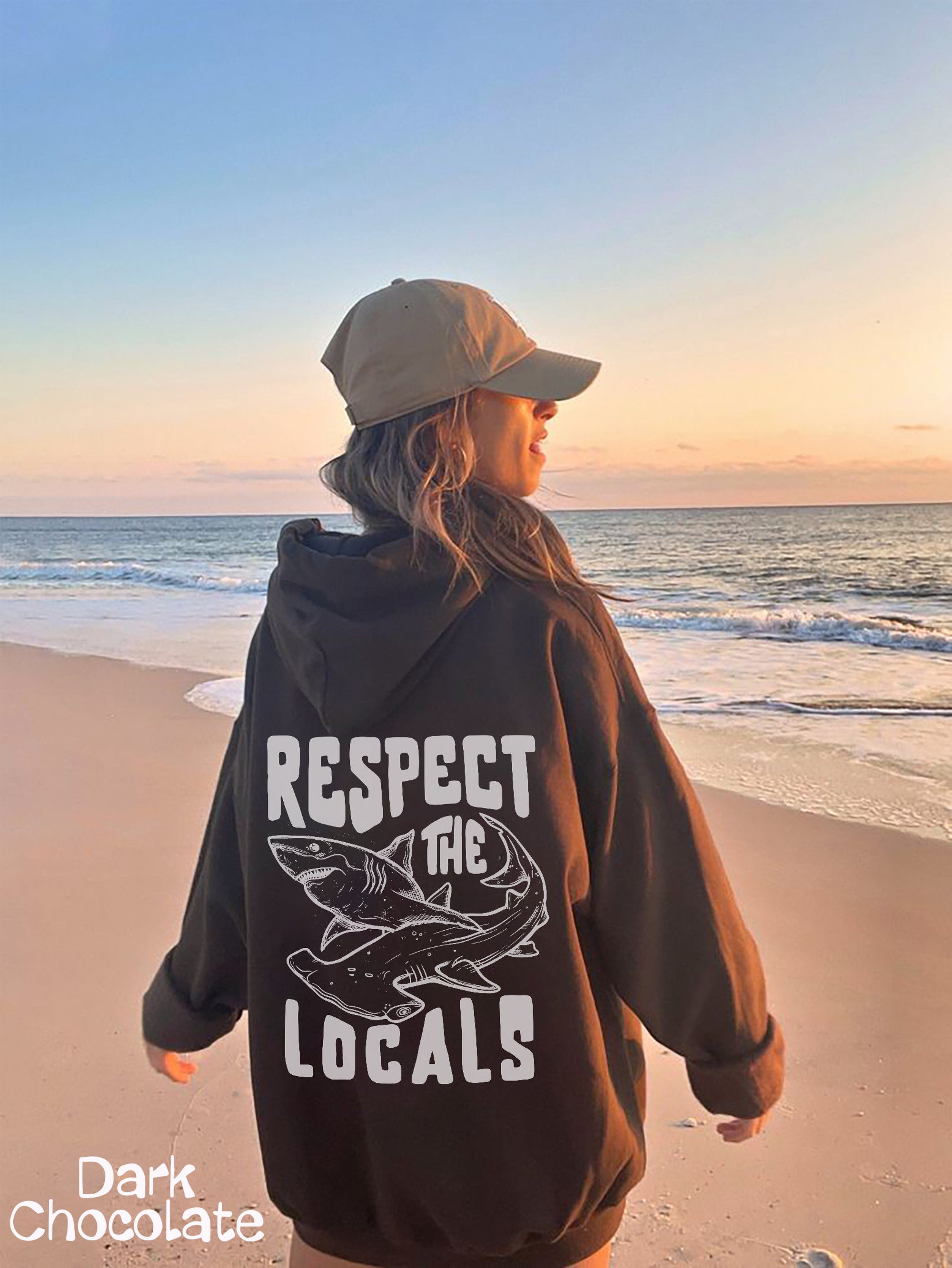 Respect the Locals Great White Shark Hoodie (Front & Back) - Image 4