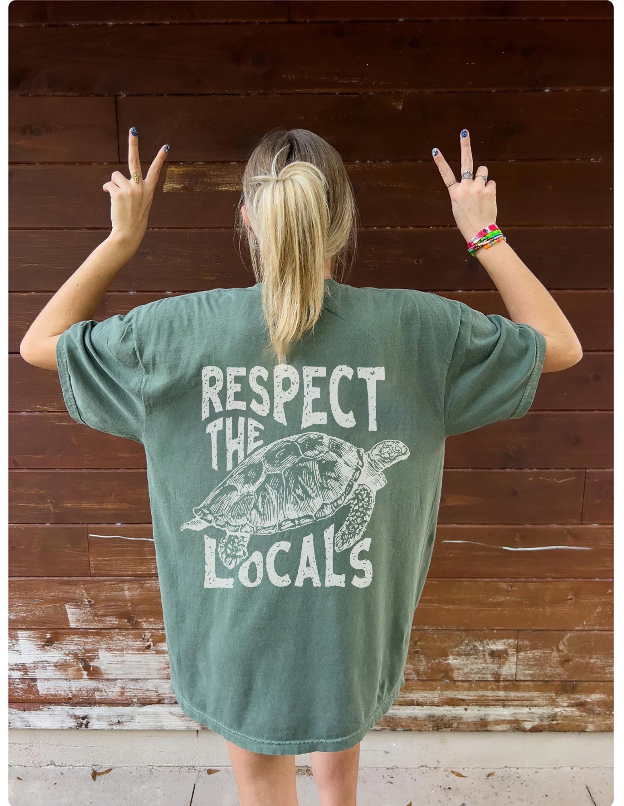 Respect The Locals Sea Turtle Comfort Colors T-Shirt - Image 6