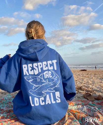 Respect the Locals Great White Shark Hoodie (Front & Back) - Image 3
