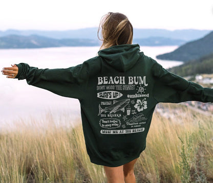 Beach Bum Hoodie – Y2K Surf Graphic Preppy Sweatshirt - Image 2