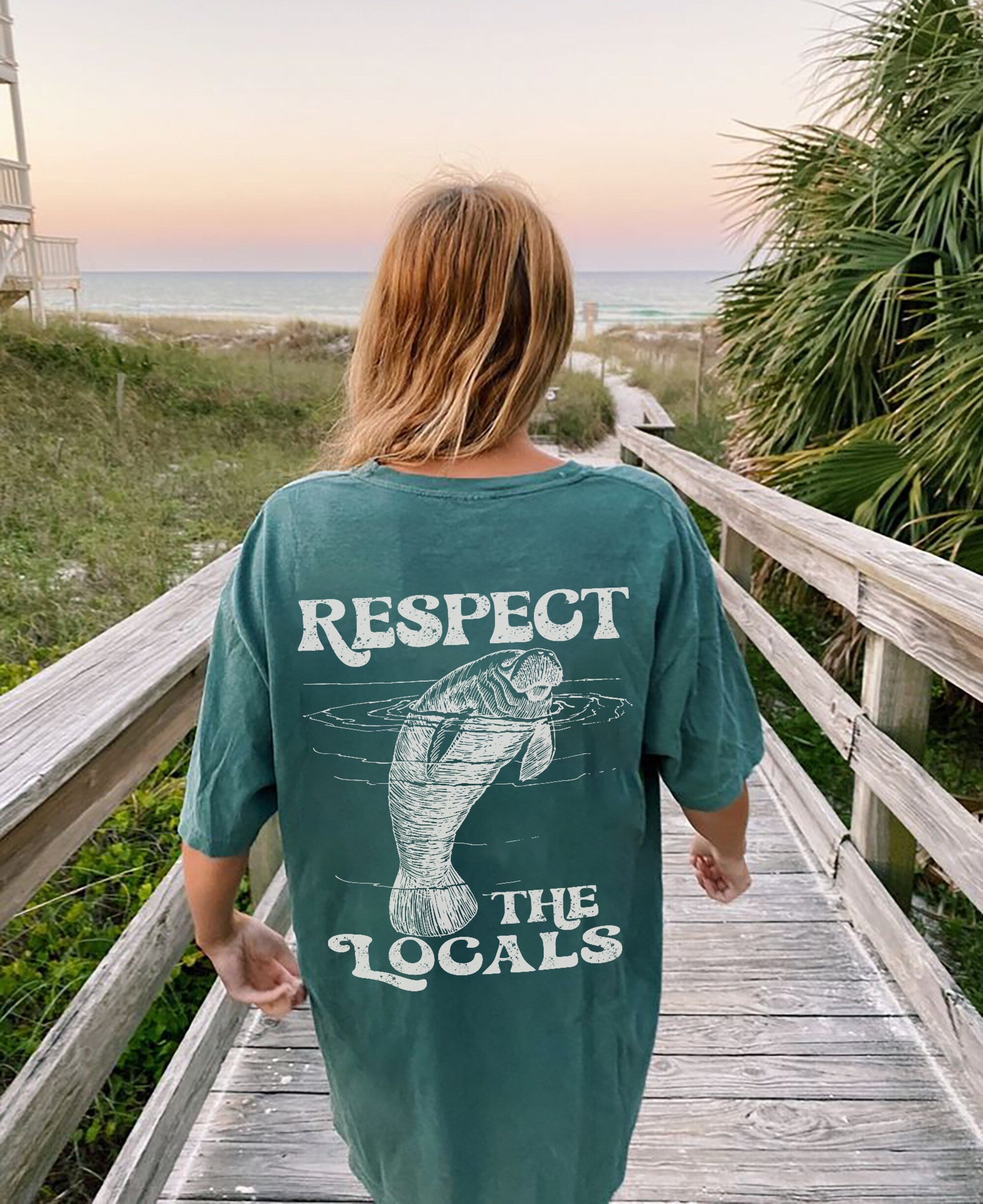 Respect the Locals Manatee Comfort Colors Tee (Front & Back) - Image 2