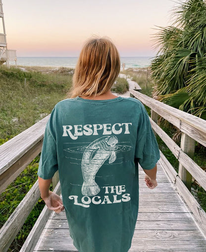 Respect the Locals Manatee Comfort Colors Tee (Front & Back) - Image 2
