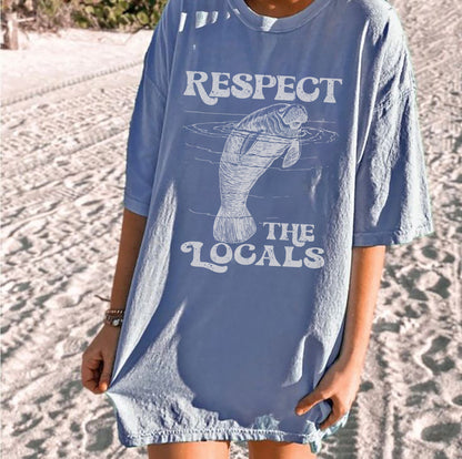 Save the Manatees Comfort Colors Ocean Tee | Respect the Locals - Image 3