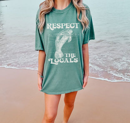 Save the Manatees Comfort Colors Ocean Tee | Respect the Locals