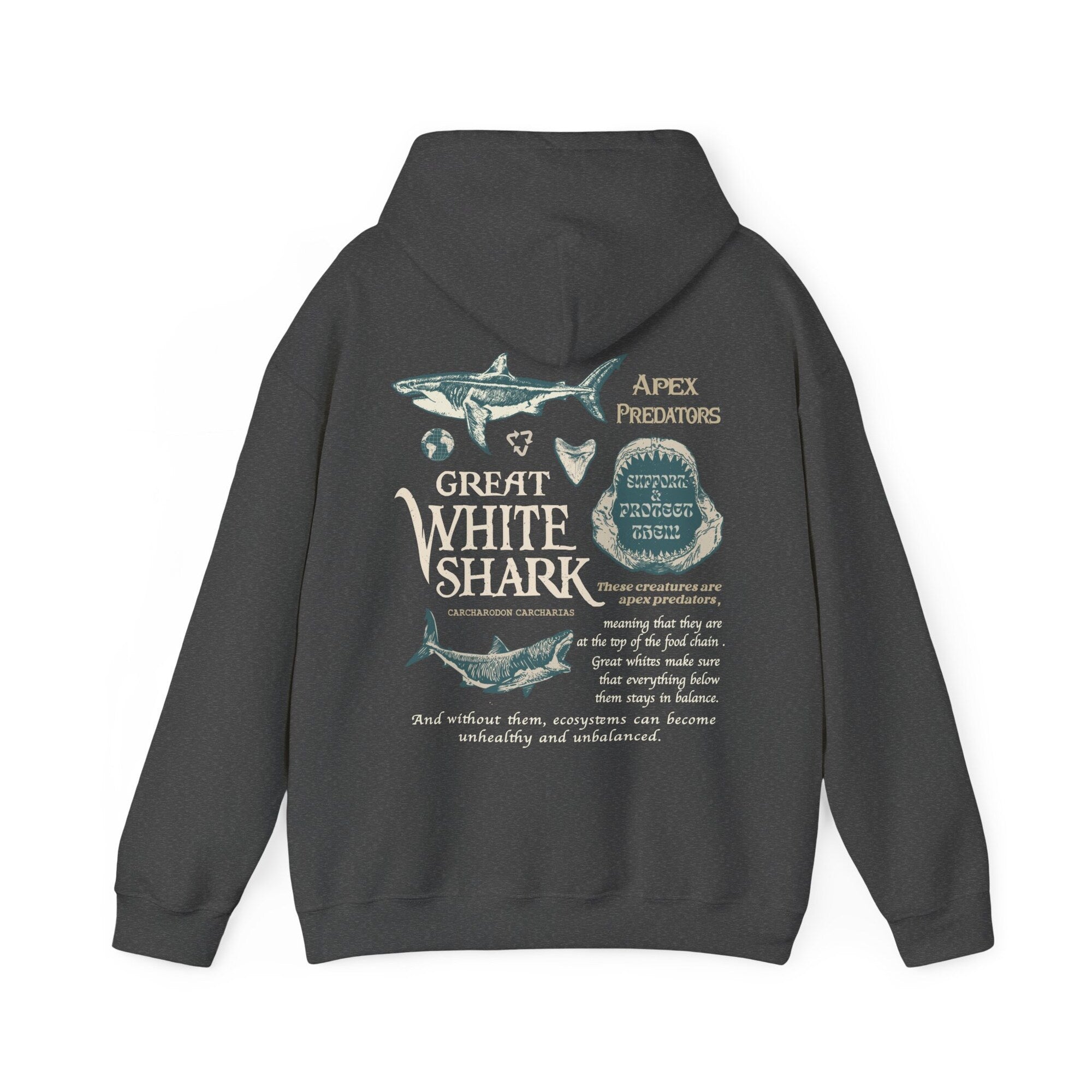 Great White Shark Hoodie – Unisex Marine Conservation Sweatshirt - Image 6