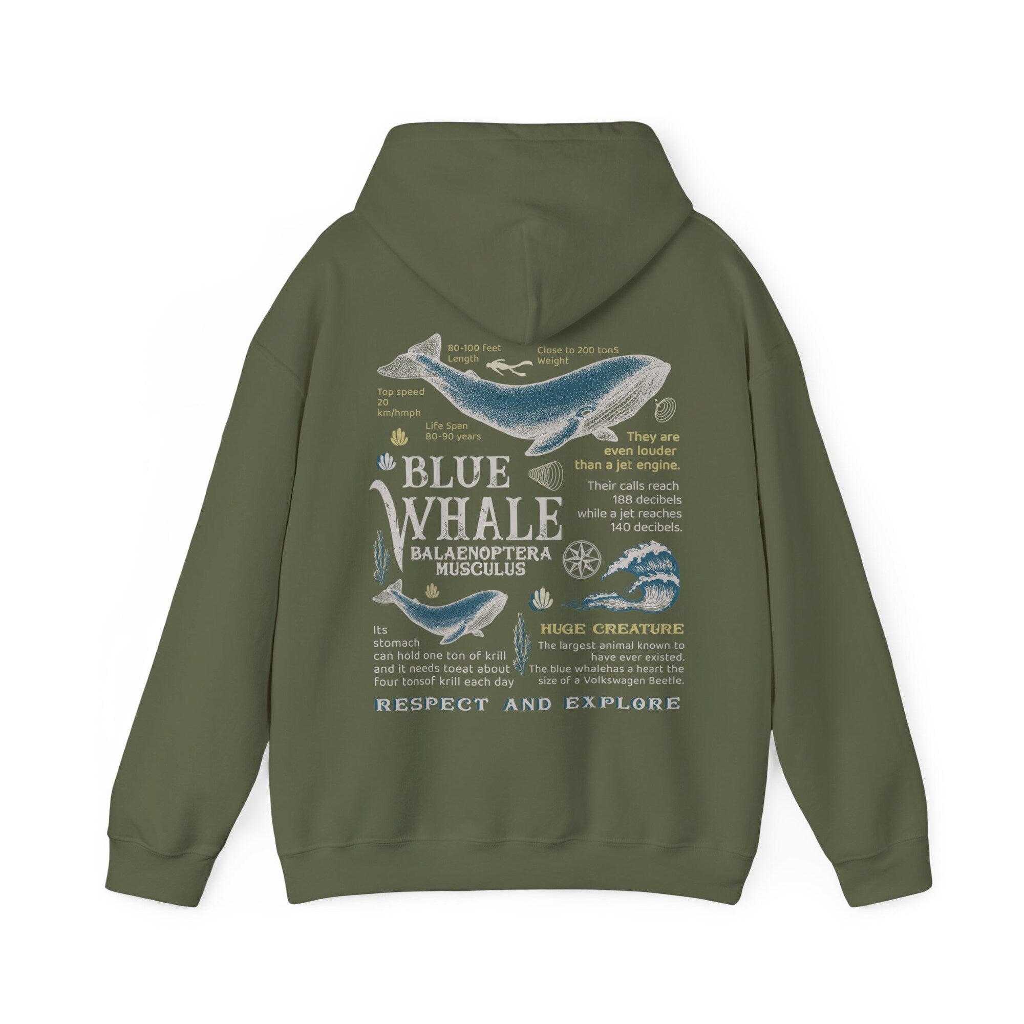 Retro Blue Whale Hoodie – 90s Ocean Graphic Pullover - Image 5