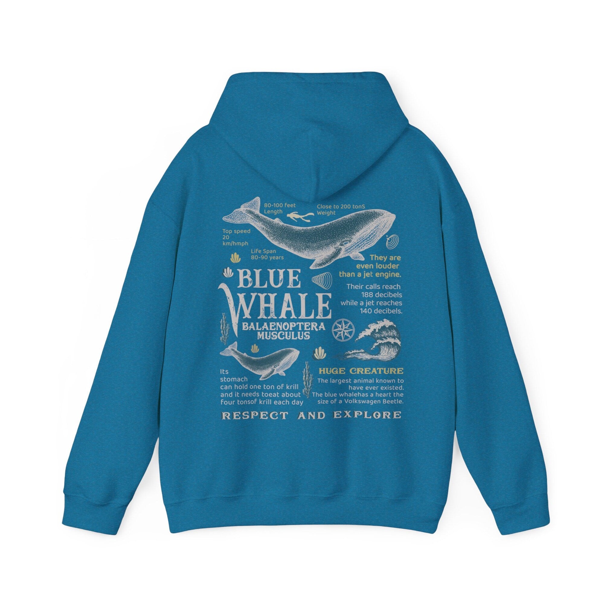 Retro Blue Whale Hoodie – 90s Ocean Graphic Pullover - Image 7