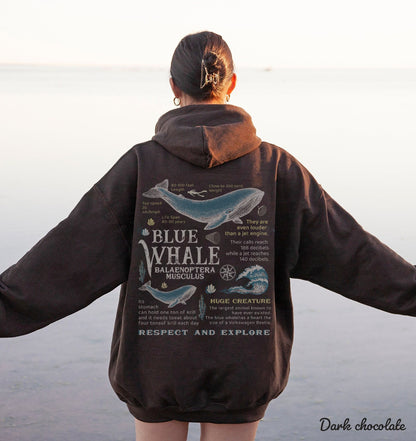 Retro Blue Whale Hoodie – 90s Ocean Graphic Pullover - Image 2