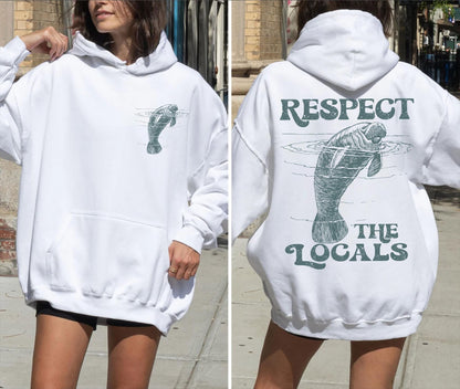 Respect the Local Manatee Hoodie – Cozy Beach Lover Sweatshirt - Image 3