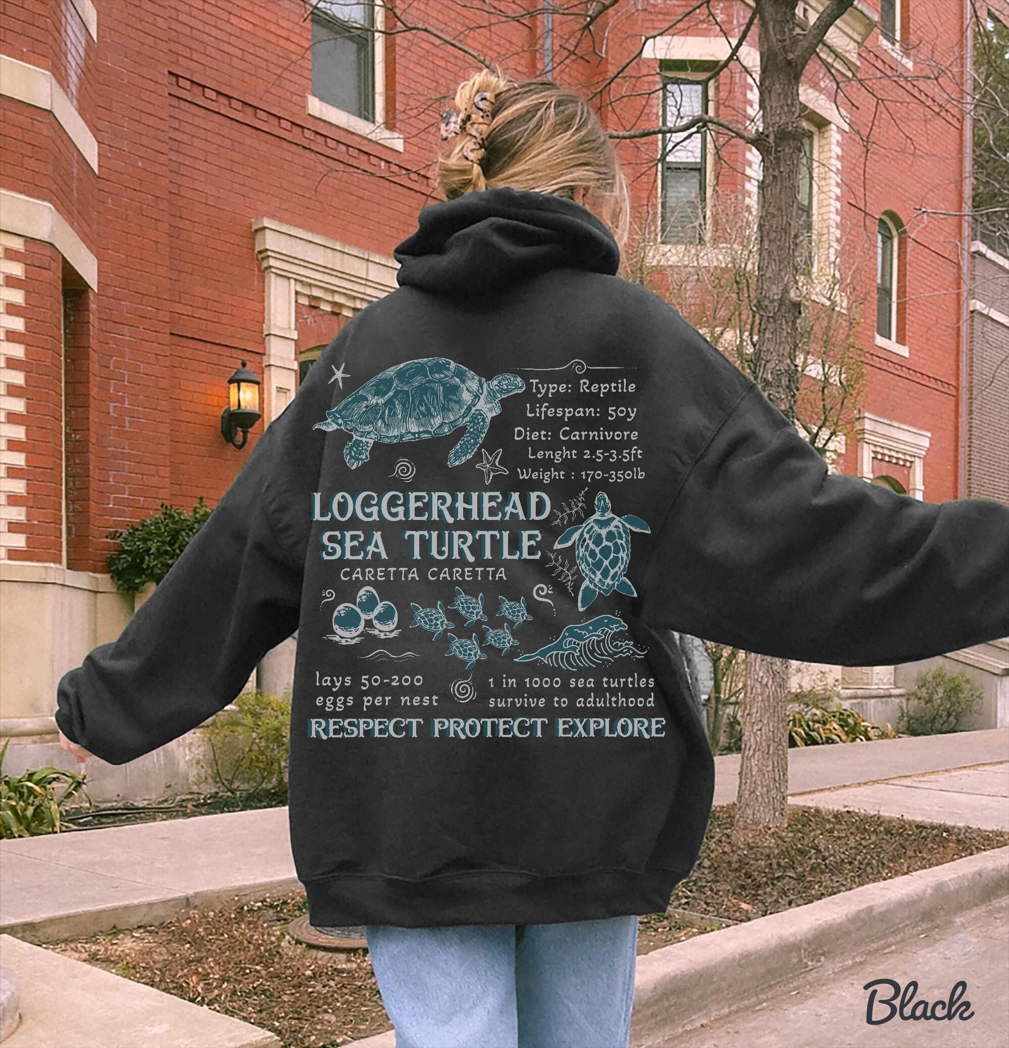 Sea Turtle Hoodie – Oceancore Unisex Cozy Sweatshirt - Image 3