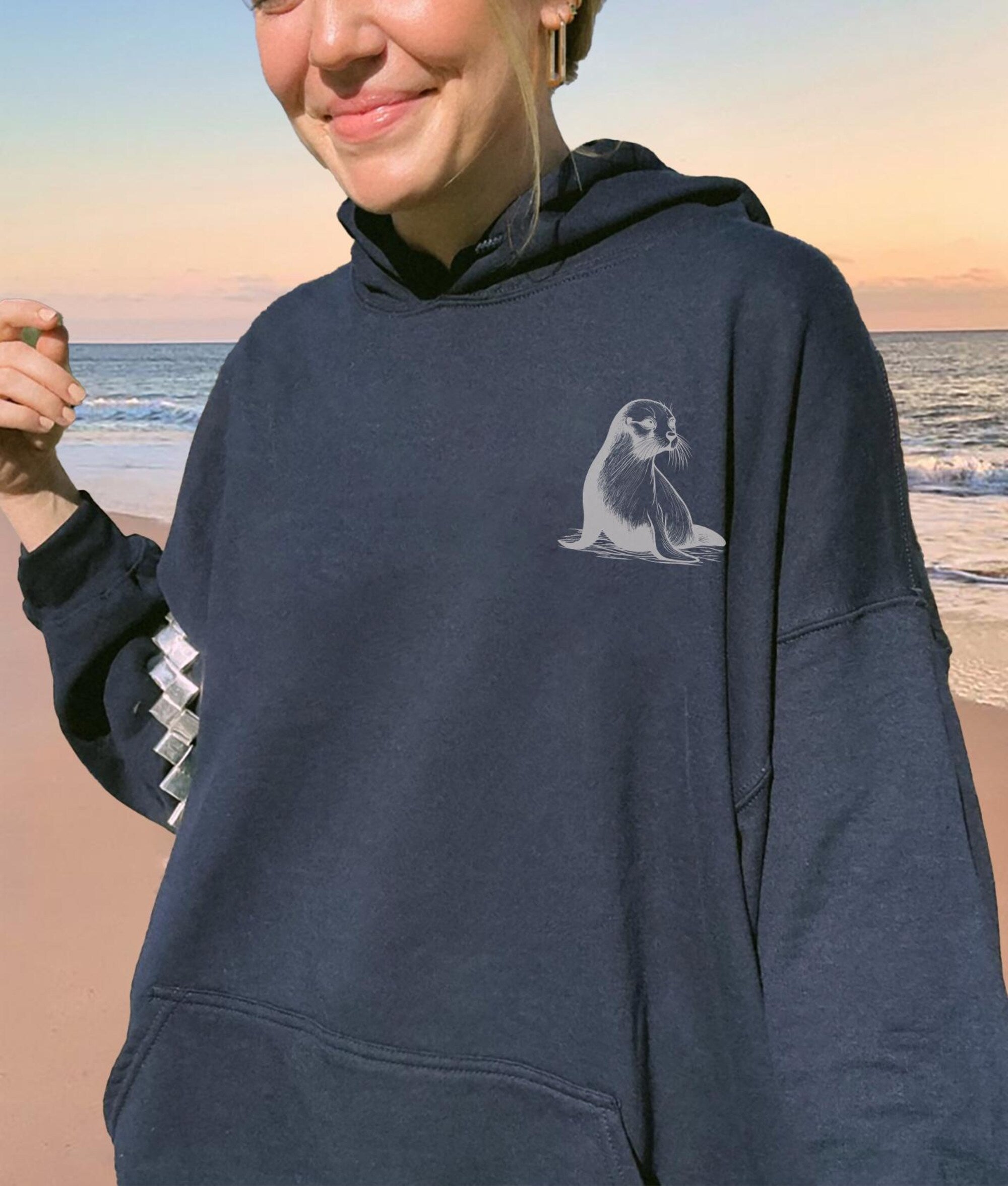 Retro Seal Ocean Aesthetic Hoodie – Respect the Locals - Image 4