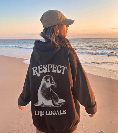 Retro Seal Ocean Aesthetic Hoodie – Respect the Locals