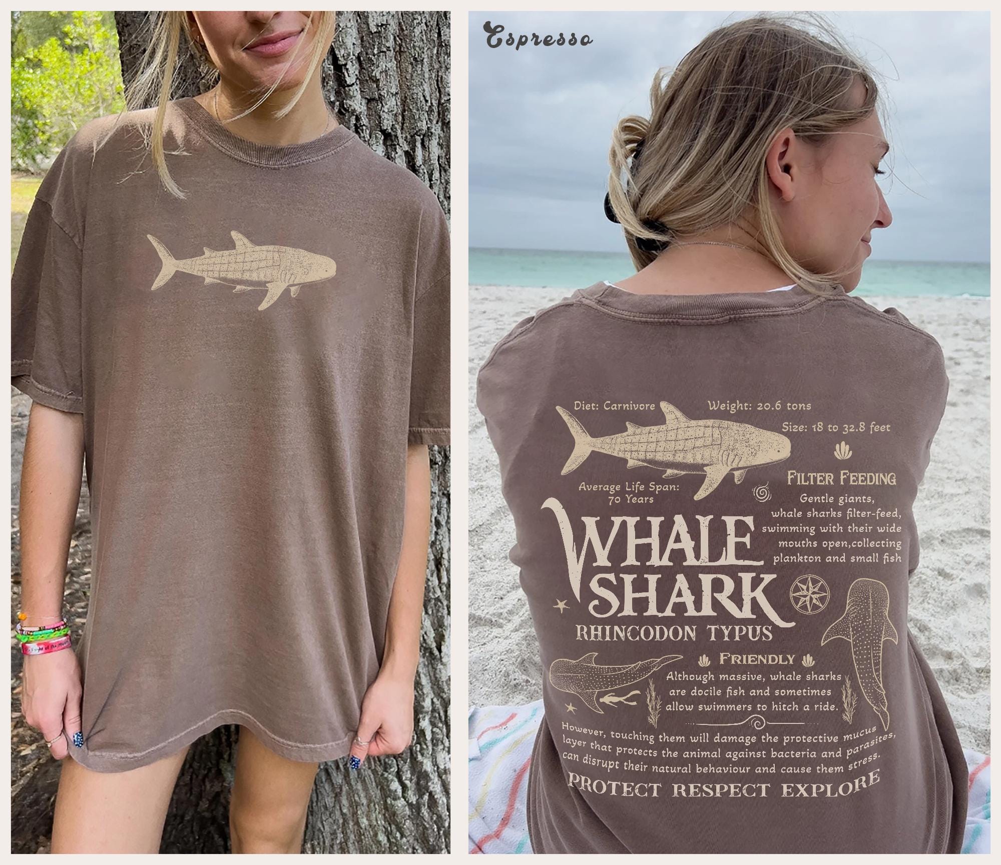 Vintage Whale Shark Comfort Colors Tee – Save the Oceans - Image 2