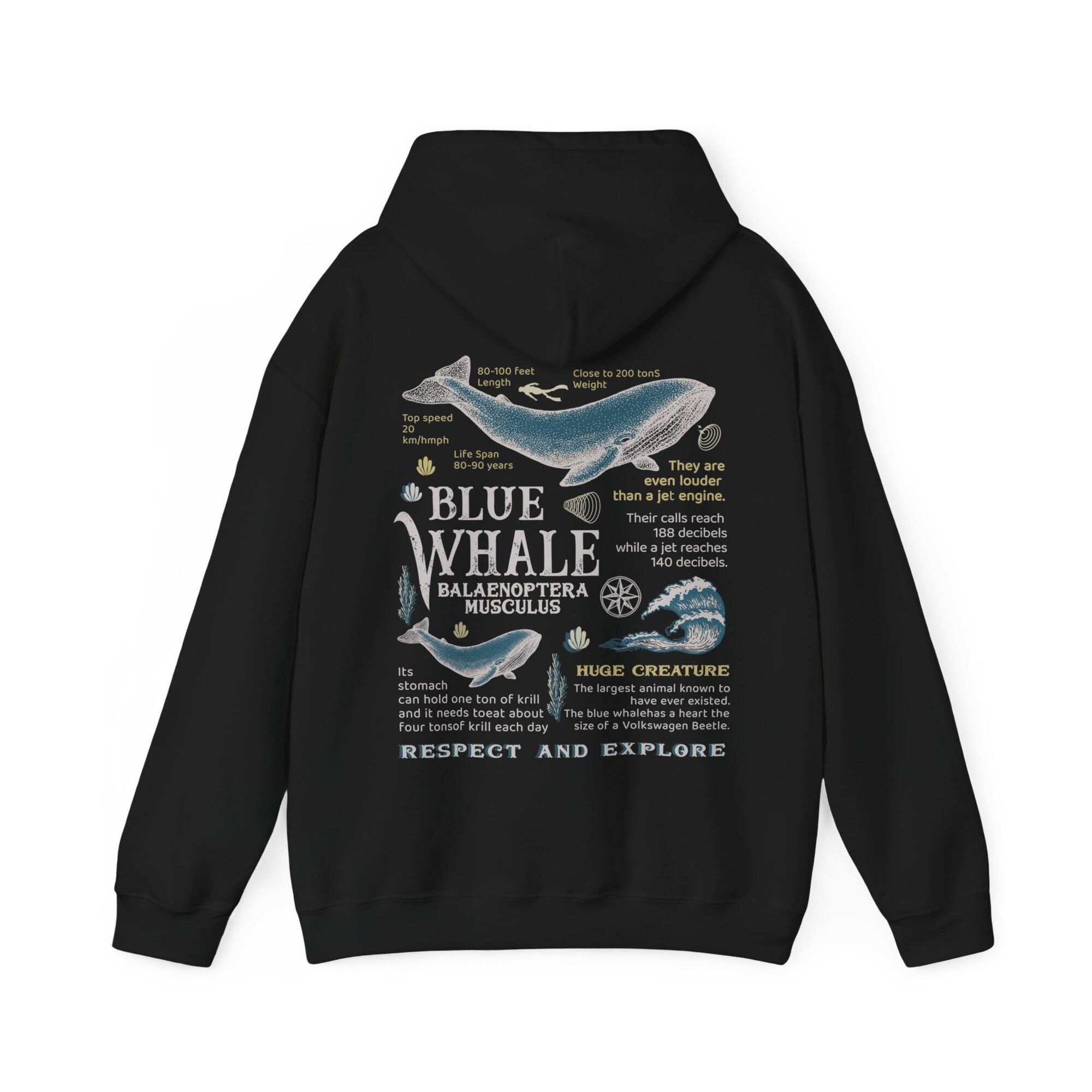Retro Blue Whale Hoodie – 90s Ocean Graphic Pullover - Image 4