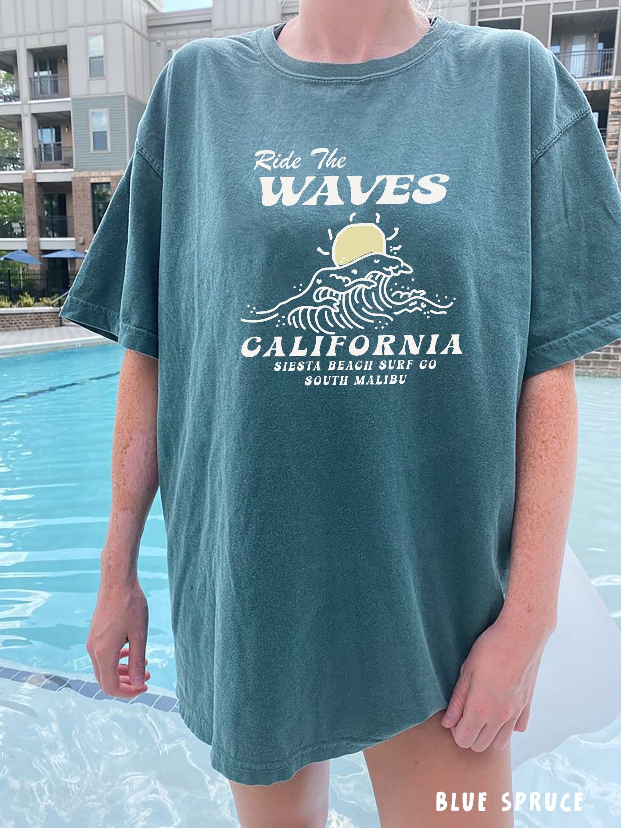 Ride the Waves California Surf Tee – Vintage Beach Graphic Shirt - Image 2