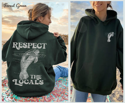 Respect the Local Manatee Hoodie – Cozy Beach Lover Sweatshirt - Image 2