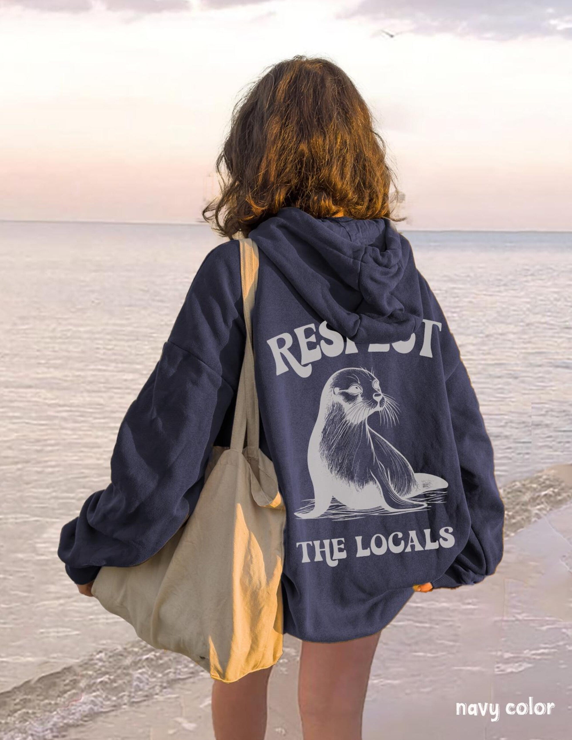 Retro Seal Ocean Aesthetic Hoodie – Respect the Locals - Image 3