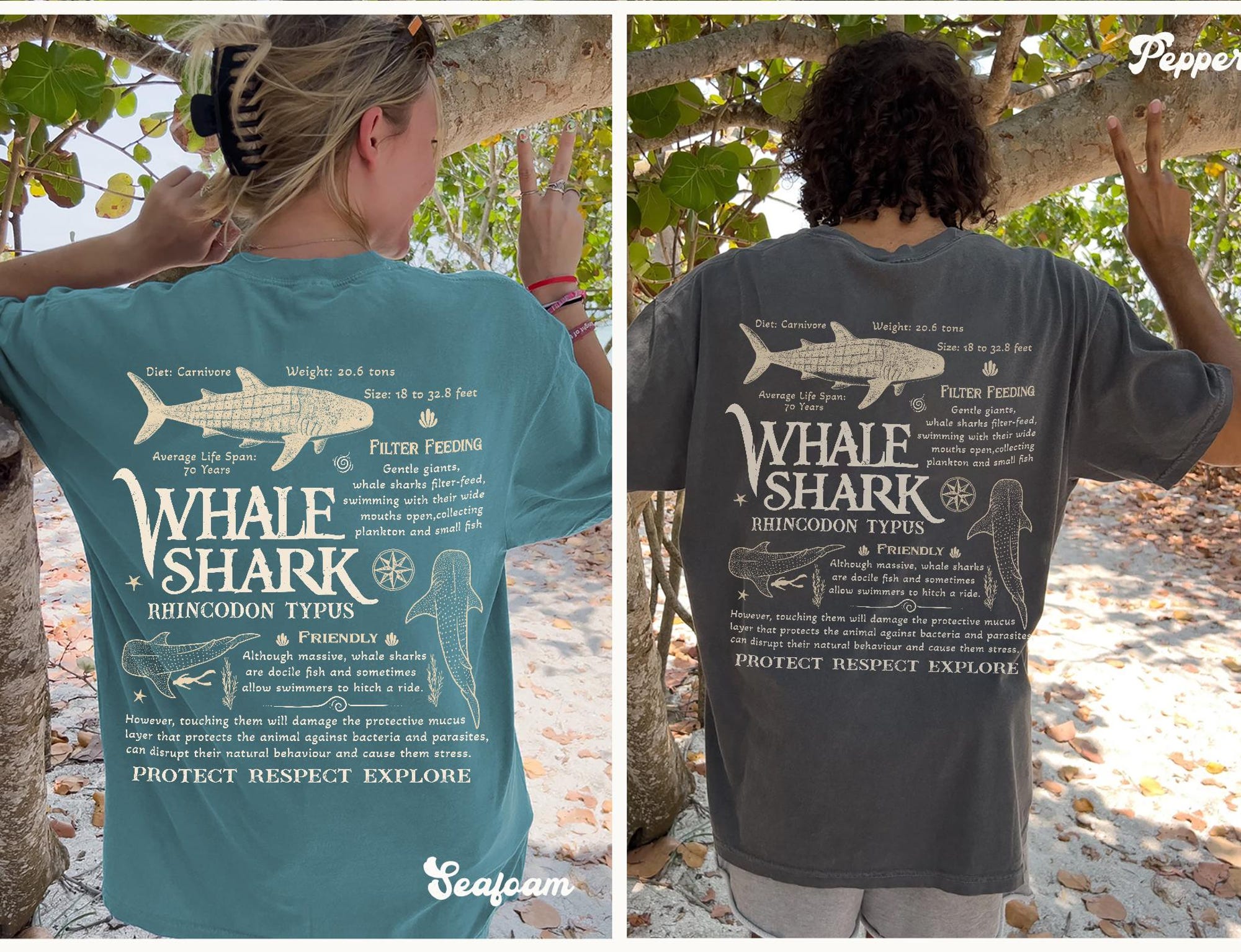 Vintage Whale Shark Comfort Colors Tee – Save the Oceans - Image 4