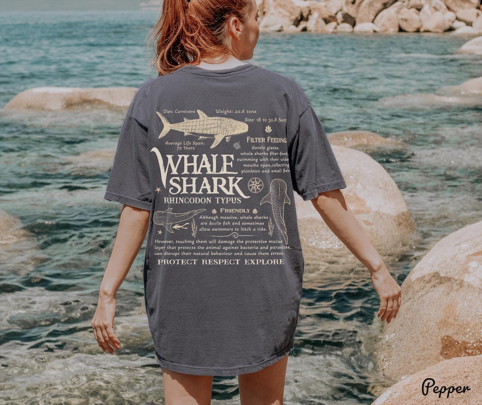 Vintage Whale Shark Comfort Colors Tee – Save the Oceans