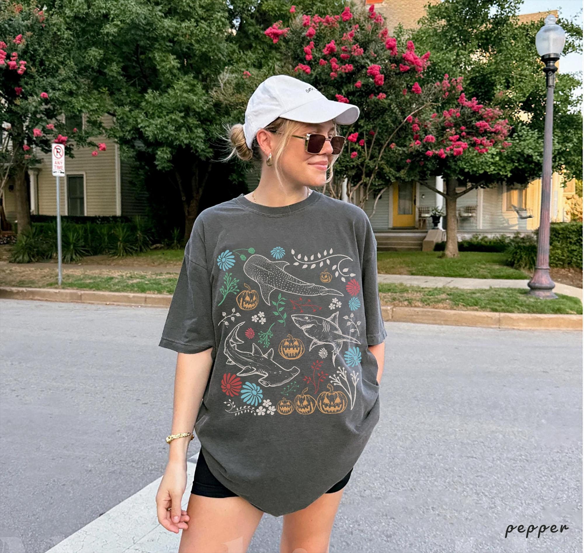 Y2K Halloween Shark Shirt – Comfort Colors Vintage Ocean Tee - Image 2