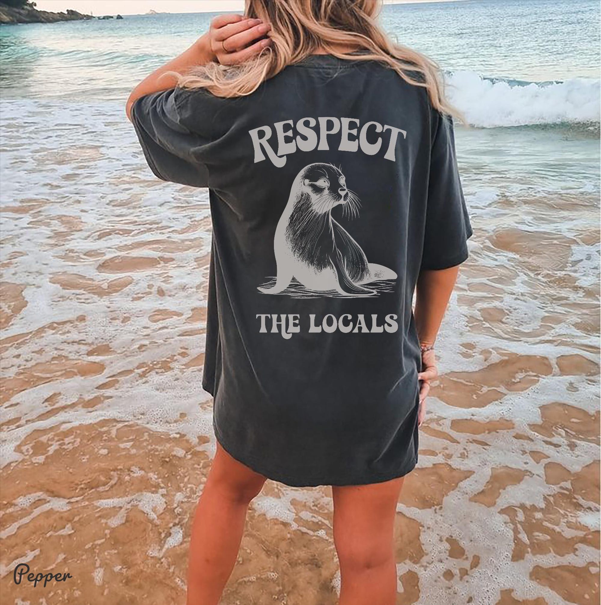 Respect The Locals Seal Comfort Colors Shirt (Front & Back) - Image 3