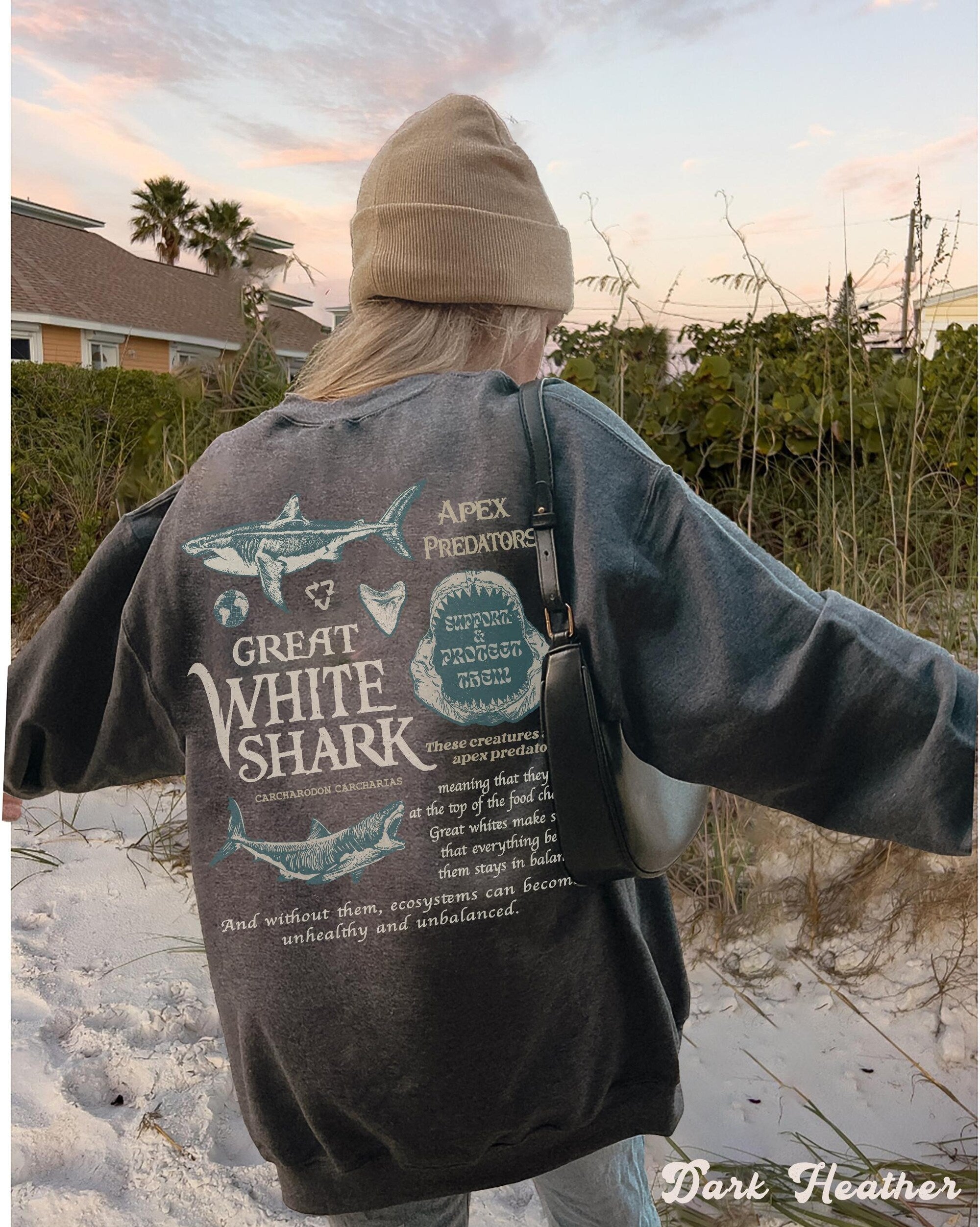 Great White Shark Crewneck Sweatshirt - Save the Oceans - Image 4