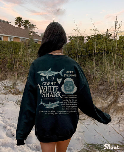Great White Shark Crewneck Sweatshirt - Save the Oceans
