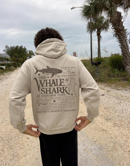 Whale Shark Vintage Graphic Unisex Hoodie (Front & Back Print) - Image 3