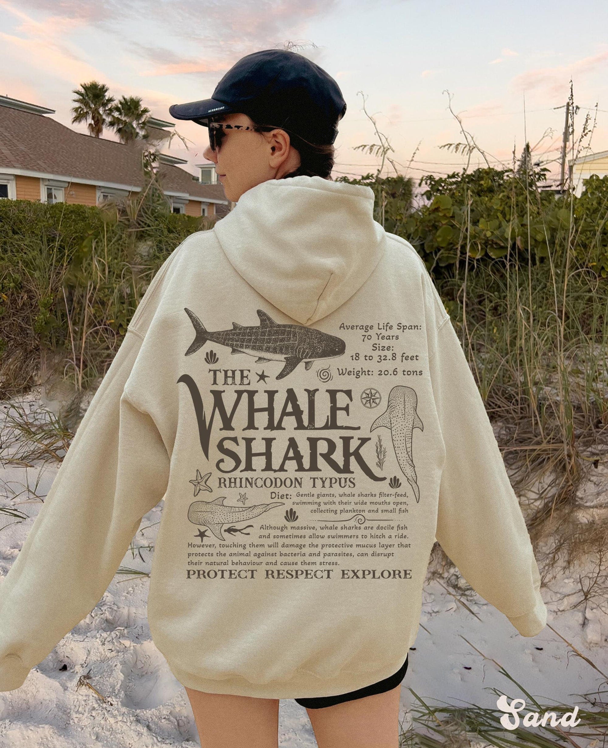 Whale Shark Vintage Graphic Unisex Hoodie (Front & Back Print)