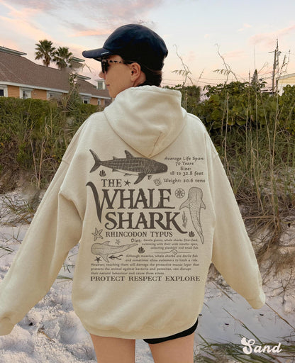 Whale Shark Vintage Graphic Unisex Hoodie (Front & Back Print)